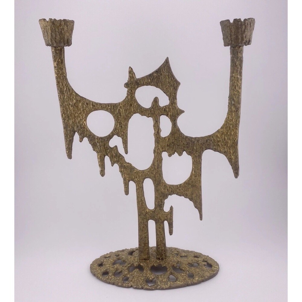 Israeli Mid-Century (1950's) David Palombo Brutalist Style Candelabra 2 Light